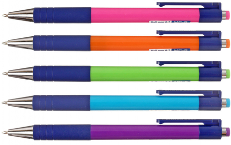 Ручка шариковая автоматическая ErichKrause MC-50, корпус ассорти, стержень синий
