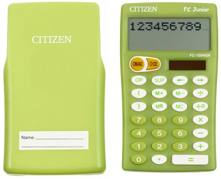 Калькулятор карманный 10-разрядный Citizen FC-100NGR, салатовый
