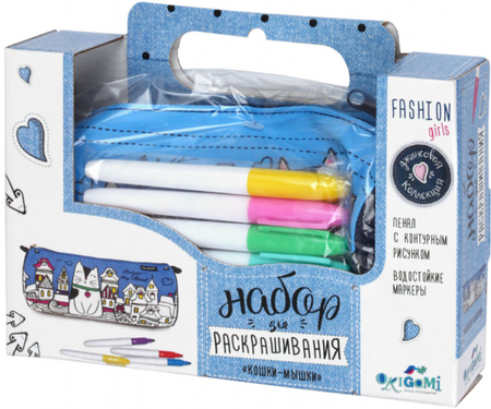 Набор для раскрашивания пенала Origami «Джинсовая коллекция», 7 предметов, «Кошки-мышки» Набор для раскрашивания пенала Origami «Джинсовая коллекция», 7 предметов, «Кошки-мышки»