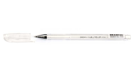 Ручка гелевая Crown Hi-Jell, корпус прозрачный, стержень белый