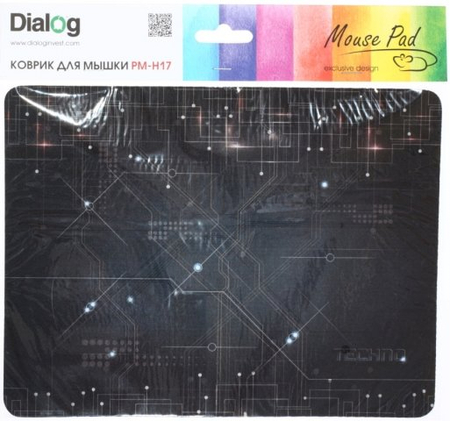 Коврик для мыши Dialog PM-H17, 285*215 мм, черный с рисунком Коврик для мыши Dialog PM-H17, 285*215 мм, черный с рисунком