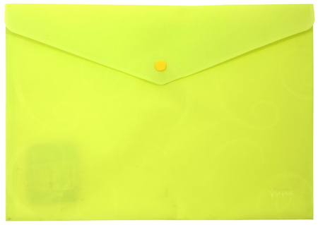 Папка-конверт пластиковая на кнопке Barocco, толщина пластика 0,18 мм, салатовая