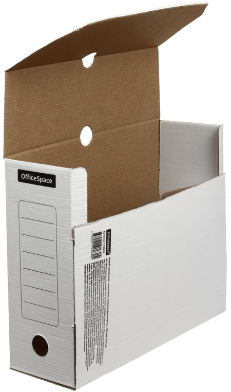 Короб архивный из гофрокартона OfficeSpace, корешок 100 мм, 320*250*100 мм, белый