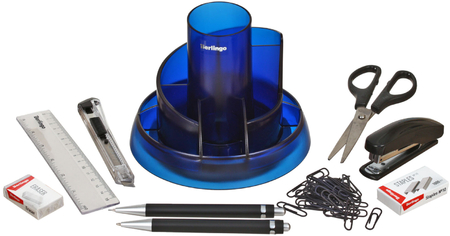 Органайзер настольный Berlingo Riddle поворотный, 9 предметов, синий Органайзер настольный Berlingo Riddle поворотный, 9 предметов, синий