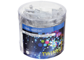 Гирлянда электрическая, 5 м, 50 лампочек, белые лампочки, прозрачный провод Гирлянда электрическая, 5 м, 50 лампочек, белые лампочки, прозрачный провод