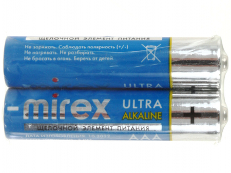 Батарейки щелочные Mirex Ultra Alkaline, AAA, LR03, 1.5V, 2 шт. Батарейки щелочные Mirex Ultra Alkaline, AAA, LR03, 1.5V, 2 шт.