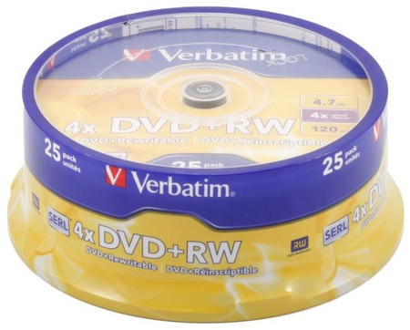 Компакт-диск DVD+RW Verbatim, 4x, 25 шт. в тубе Компакт-диск DVD+RW Verbatim, 4x, 25 шт. в тубе