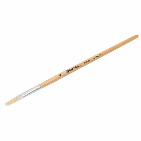 Кисть для рисования (кисть для клея) «Щетина» Brauberg Basic Bristle, №6, плоская Кисть для рисования (кисть для клея) «Щетина» Brauberg Basic Bristle, №6, плоская