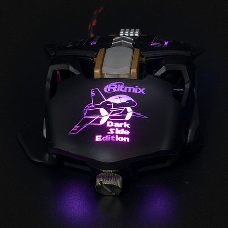 Мышь компьютерная Ritmix ROM-380SC, USB, проводная, черная с цветной подсветкой