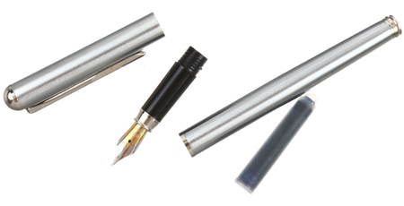 Ручка подарочная перьевая Berlingo Silver Prestige, корпус серебристый, синяя