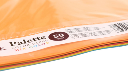 Бумага офисная цветная Palette Mix «Радуга», А4 (210*297 мм), 80 г/м2, 50 л., интенсив