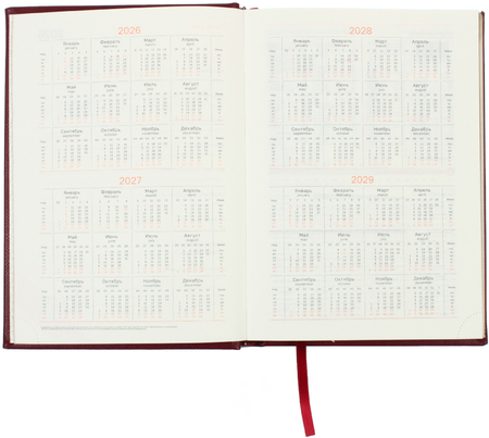 Ежедневник датированный на 2026 год BG Dallas (А5), 150*210 мм, 176 л., темно-красный