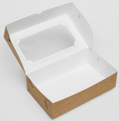 Коробка картонная кондитерская складная с окном, 25*15*7 см, под зефир