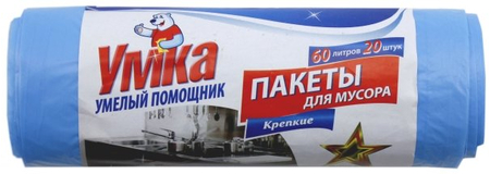 Пакеты для мусора «Умка», 60 л, 20 шт., голубые