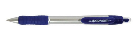 Ручка шариковая автоматическая Bella inФормат , корпус серебристо-синий, стержень синий