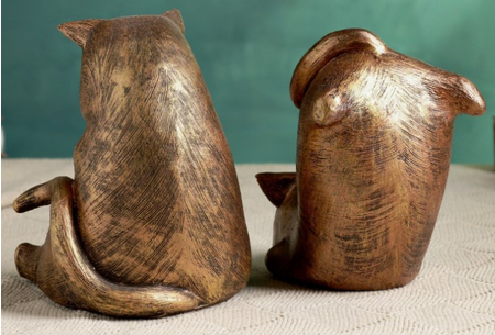 Держатель-подставка для книг полистоун «Два кота», высота 15 см, цвет бронзовый