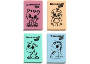 Ластик Brauberg Kids «Школьный», 26×17×7 мм, ассорти Ластик Brauberg Kids «Школьный», 26×17×7 мм, ассорти