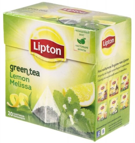 Чай Lipton ароматизированный пакетированный, 32 г, 20 пирамидок, Lemon Melissa, зеленый чай