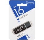 Флеш-накопитель SmartBuy Glossy (2.0), 16 Gb, корпус черный