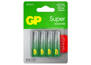 Батарейки щелочные GP Super G-Tech, AA, LR6, 1.5V, 4 шт.