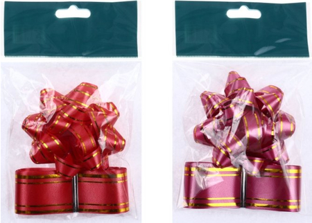 Набор: бант и лента Winter Wings , бант 1 шт., 7,6 см; лента 3 см*3 м, 1 шт., красный ассорти