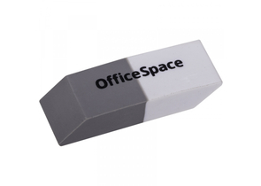 Ластик комбинированный OfficeSpace, 41×14×8 мм, белый с серым