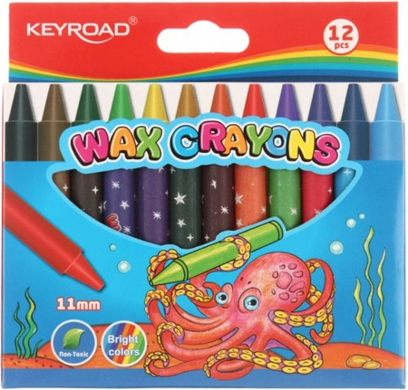 Карандаши восковые Wax Crayons, 12 цветов, 12 шт., диаметр 11 мм, длина 98 мм