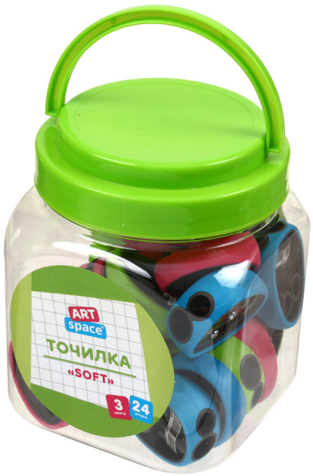 Точилка пластиковая ArtSpace Soft, 2 отверстия, ассорти Точилка пластиковая ArtSpace Soft, 2 отверстия, ассорти