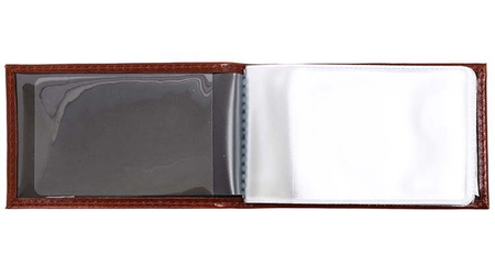 Визитница из натуральной кожи Versado 068, 65*110 мм, 1 карман, 16 листов, коричневая 