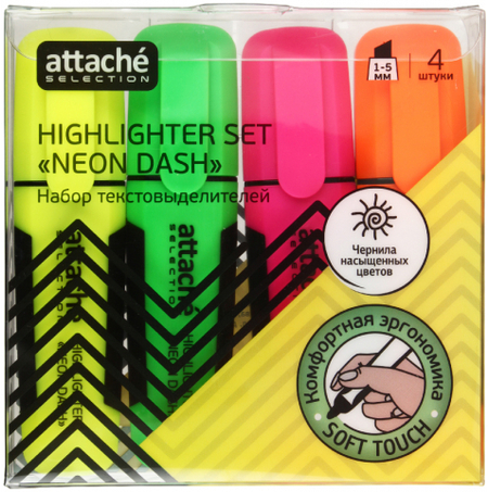 Набор маркеров-текстовыделителей Attache Selection, 4 цвета, Neon Dash