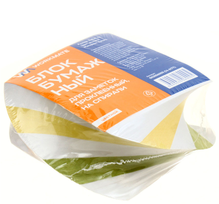 Блок бумаги для заметок «Спираль» Workmate, 80*80*40 мм, непроклеенный, 2 цвета