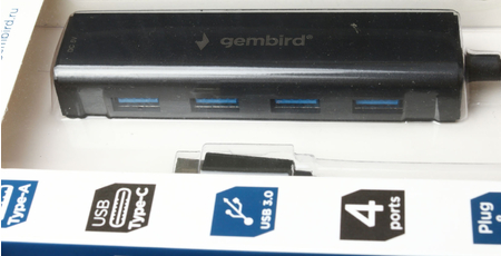 Концентратор Gembird UHB-C364 Type-C, черный Концентратор Gembird UHB-C364 Type-C, черный