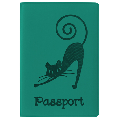 Обложка для паспорта Staff, 138*97 мм, «Кошка», бирюзовая