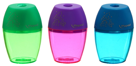 Точилка пластиковая Shaker, 1 отверстие, с контейнером, ассорти (цена за 1 шт.)