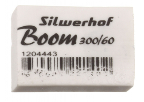 Ластик Silwerhof Boom, 31×12×8 мм, белый