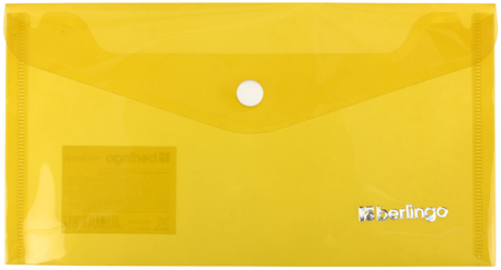 Папка-конверт пластиковая на кнопке Berlingo No Secret С6 (А6), толщина пластика 0,20 мм, желтая
