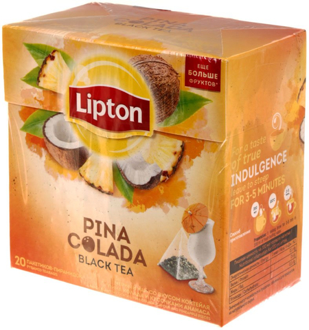 Чай Lipton ароматизированный пакетированный, 36 г, 20 пирамидок, Pina Colada, черный чай
