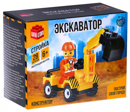 Игра-конструктор Unicon, «Стройка. Экскаватор», 28 деталей