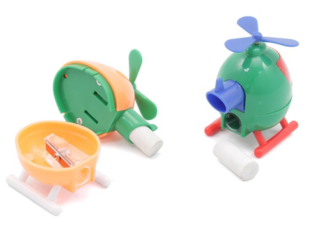 Точилка пластиковая с ластиком «Вертолетик», 1 отверстие