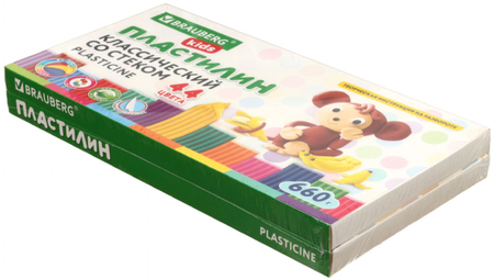 Пластилин классический Brauberg Kids, 44 цвета, 660 г., со стекой