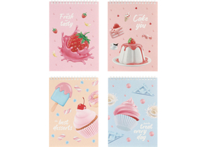 Блокнот на гребне BG А5, 148×200 мм, 40 л., клетка, Best Desserts, ассорти
