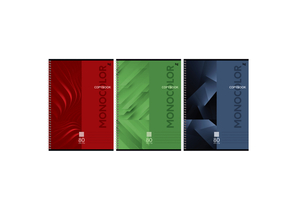 Тетрадь общая А4, 80 л. на гребне BG Monocolor. Classic, 205×295 мм, клетка, ассорти Тетрадь общая А4, 80 л. на гребне BG Monocolor. Classic, 205×295 мм, клетка, ассорти