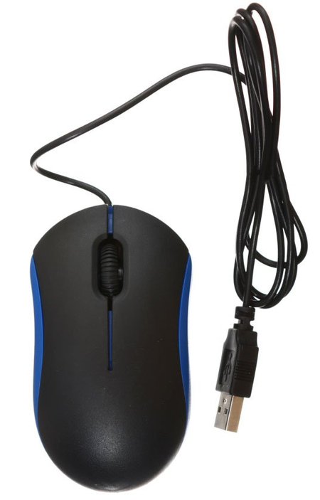 Мышь компьютерная Omega OM07, USB, проводная, черно-синяя