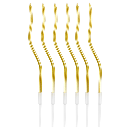 Свечи для торта с держателями Meshu Wave Gold, 6 шт.