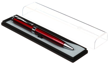Ручка подарочная шариковая Optima, корпус красный с серебристым
