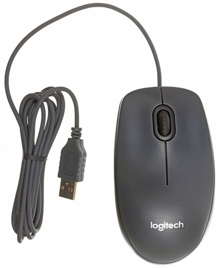 Мышь компьютерная Logitech M90, USB, проводная, серая с черным