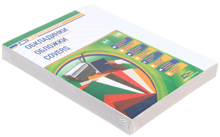 Обложки для переплета картонные D&A (А4), А4, 100 шт., 250 г/м2, белые, глянец