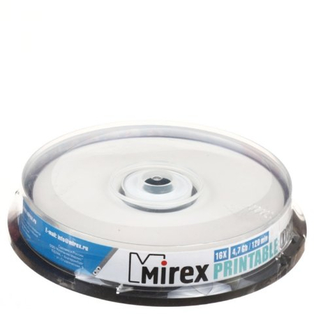 Компакт-диск DVD+R Mirex, 16x, 10 шт., в тубе