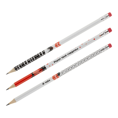 Карандаш чернографитный Meshu, твердость грифеля ТМ, с ластиком, «Кошачьи грезы», корпус ассорти