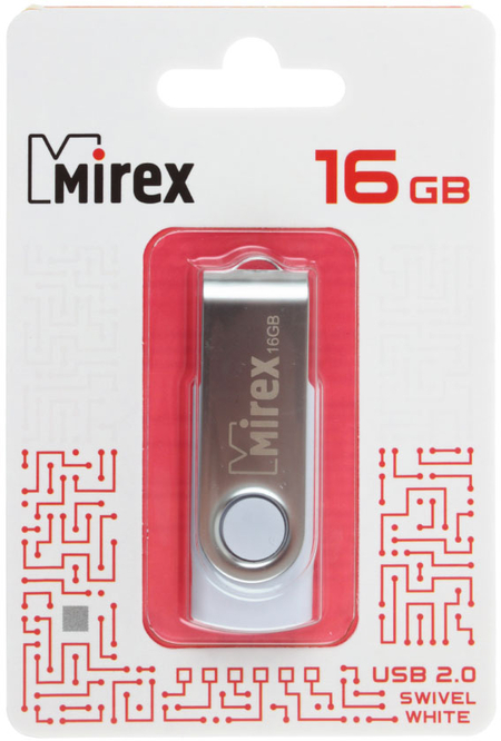 Флэш-накопитель Mirex Swivel (2.0), 16Gb, корпус белый